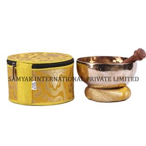 Bol chantant tibétain de taille moyenne en bronze poli Bol de yoga et de méditation pour thérapie sonore religieuse en métal - Product Image 5