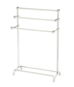 ราวแขวนผ้าขนหนูโลหะสีเงินสุดหรูแบบตั้งพื้น ที่แขวนสามชั้น อุปกรณ์จัดระเบียบห้องน้ำ ทนทาน ดีไซน์เรียบหรู - Product Image 1