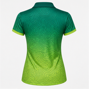 Polo Personalizado para Mujer con Degradado Topográfico Verde Esmeralda, de Secado Rápido, Transpirable, Manga Corta, Uniforme de Golf de Alto Rendimiento WPS-0783 - Product Image 2