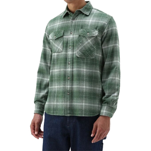 Chemise en flanelle à carreaux vertes pour homme, manches longues, boutonnée, décontractée, pour l'automne, 100% coton, tissu respirant tissé - Product Image 1