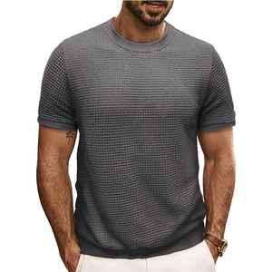 Mens Summer <b>Waffle</b> Short Sleeve Fitness High Street Regular Fit Solid Breathable Soft Fabric Casual Wear T <b>Shirt</b> - Product Image 3
