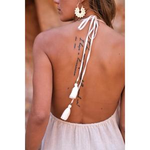 Robe longue d'été bohème pour femme, dos nu, imprimée, en coton, coupe ample, col rond - Product Image 1