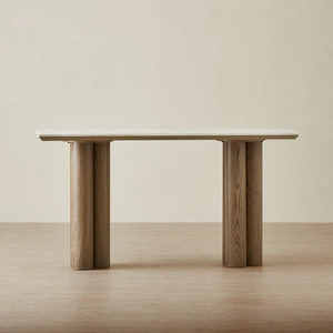 High Quality <b>Console</b> <b>Table</b> With <b>Round</b> Leg Style Covering With Veneer and Using Marble Top For Home Furniture Set - Saila - Product Image 1