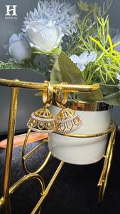 Luxury Gold Lab Grown Diamond Jhumka Hoop <b>Earrings</b> Traditional Indian Bridal <b>Fine</b> <b>Earring</b> for Women - Product Image 3