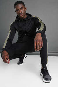 Conjunto Deportivo Informal para Hombre, Sudadera con Capucha Negra, Pantalones Deportivos de Manga Larga con Bolsillos Laterales, Transpirable, para Otoño - Product Image 2