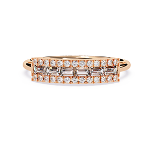 แหวนเพชรทองคำแท้ 14k คลาสสิก ประดับเพชรทรงบาแกตต์และทรงกลม เพชรเลี้ยงในห้องปฏิบัติการ แหวนแต่งงานคลาสสิก ของขวัญสำหรับเธอ - Product Image 5