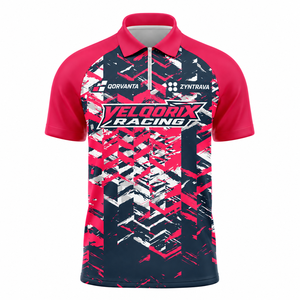 Polo à col zippé personnalisé pour équipe de drag racing, unisexe, séchage rapide, uniforme de sport automobile de descente, grande taille, OEM - Product Image 3