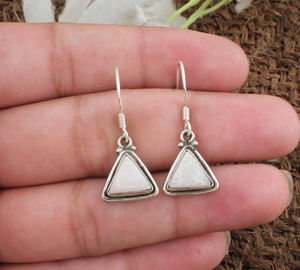 Boucles d'oreilles pendantes Druzy blanc étincelant en argent sterling 925 pour femme, bijoux minimalistes, cadeau de fête, vente en gros - Product Image 5