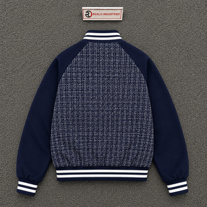 Veste marine PREMIUM pour hommes, couleur unie, fermeture éclair, coupe classique, style décontracté, col rabattu, matière polyester, idéale pour l'automne - Product Image 6