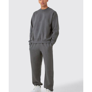 <b>Mens</b> Taupe Beige Hooded Tracksuit Set Plain Heavyweight <b>Pullover</b> Hoodie Kangaroo Pocket Joggers Casual Autumn Winter Streetwear - Product Image 3