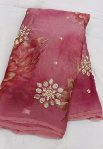 Tela de seda espacial bordada de lujo premium con lentejuelas y zari, materiales de boutique para lehengas de boda de diseñador, venta al por mayor. - Product Image 3