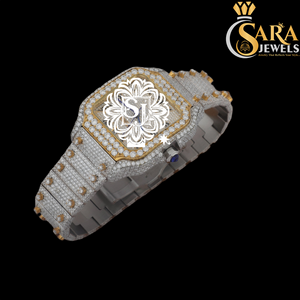 Montre en acier inoxydable avec moissanite noire élégante de qualité supérieure, style diamant, pour les célébrations et le style hip-hop, disponible à la vente - Product Image 3