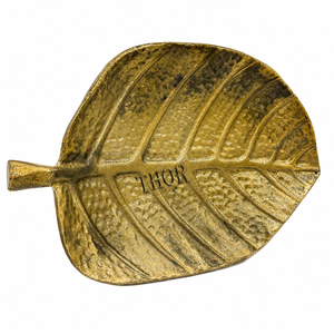 Brass Look Aluminum Leaf <b>Tray</b> Decorative Vanity Organizer Serving Platter Fruit Holder <b>Candle</b> Holder Coffee Table Modern Design - Product Image 1
