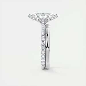 Anillo de compromiso apilable con diamante cultivado en laboratorio de 1.85 quilates, corte marquesa, con pavé floral estilo catedral real y seis puntas - Product Image 6