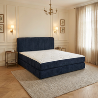 Cadre de lit nuage en velours bleu marine de luxe, lit plateforme King Size en mousse compressée, lit lounge moderne sans cadre pour l'Europe et la France