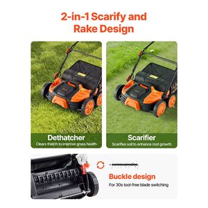 Sacchetto elettrico scaricatore 2-in-1 Dethatcher da 15 Amp da 14.5 galloni per raccolta di paglia da 5 posizioni - Product Image 2