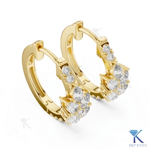 Pendientes de Aro con Diamantes Cultivados en Laboratorio CVD de Corte Brillante de KRUP JEWELS, Oro Sólido 100%, Certificados por IGI, Joyería Nupcial de Lujo - Product Image 2
