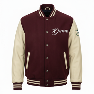 Sustainable Winter Varsity <b>Jacket</b> Eco-Friendly Hooded Unisex Front Logo Contrast Design - Product Image 1