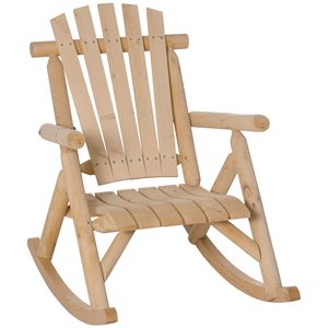 Silla Mecedora Adirondack de Madera Rústica con Diseño de Listones para Interiores y Exteriores, para Patio y Jardín, Color Natural - Product Image 1