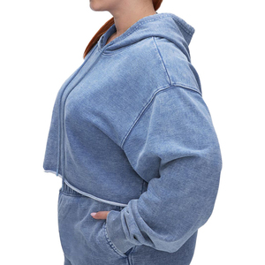 Sudadera Corta con Capucha para Mujer, Manga Larga, Color Sólido, Tejida, Transpirable, Estilo Casual para Otoño - Product Image 4