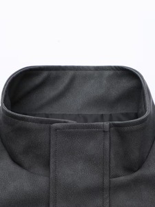 Veste en cuir PU délavé gris anthracite vintage unisexe sur mesure, coupe ample, col montant, fermeture éclair, imperméable, respirante, coupe-vent - Product Image 2