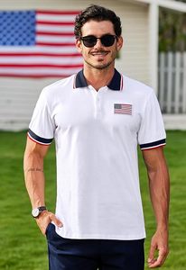 Camiseta Polo para Hombre del 4 de Julio, Camiseta de Golf de Manga Corta con Bandera Americana - Product Image 2