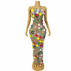 Robes de soirée pour femmes, robe sans bretelles, robes pour femmes à fleurs, robes élégantes pour femmes grandes tailles pour les soirées - Product Image 1