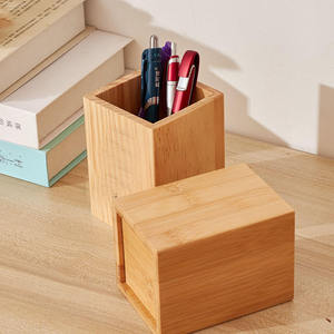 ที่ใส่ดินสอไม้ไผ่สำหรับสำนักงานที่ใส่ปากกาแบบตั้งโต๊ะทำด้วยมือ - Product Image 6