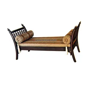 Designer Handmade Holz Diwan Sofa Hand gefertigtes Holz Diwan Bett mit 2 Polstern für Hotel Home Wohnzimmer und Büro