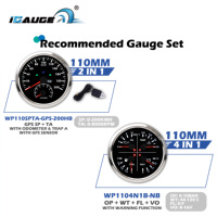 110mm 12V 24V électrique 3 en 1 GPS compteur de vitesse 0-120 KMH MPH tachymètre niveau de carburant blanc LED noir façade voiture jauge marine