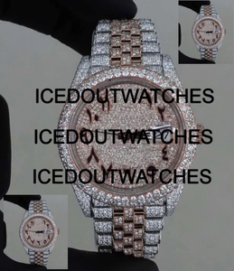 Montre de luxe en moissanite et diamant VVS1, mécanique, squelette, avec lunette personnalisée, verre sur mesure, boîtier en acier inoxydable, résistance à l'eau 10 bars - Product Image 1