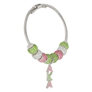 Pink Green Greek Charm Cable <b>Bangle</b> <b>Bracelet</b> Women Beaded Fashion Jewelry Elegant Wrist Accessory Party Gift Trendy <b>Bracelet</b> C - Product Image 3