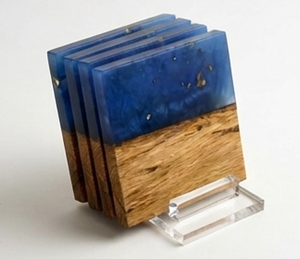 Posavasos Cuadrados Modernos de Madera con Incrustaciones de Resina Azul, Tapetes de Mesa Antideslizantes Modernos, Perfectos para Uso Diario - Product Image 5