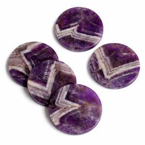 Posavasos de Cristal de Amatista Chevron Natural, Pulido a Mano, Rebanada de Piedra Preciosa Morada, Decoración para el Hogar, Meditación, Reiki, Energía de Chakras - Product Image 1