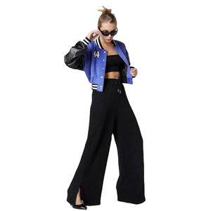 เสื้อแจ็คเก็ตเบสบอลทรงวาร์ซิตี้สำหรับผู้หญิง คุณภาพพรีเมียม ทรงครอปเข้ารูป ปักโลโก้ตามสั่ง ผ้าคอตตอนผสม สีตามสั่ง ขายส่ง - Product Image 6