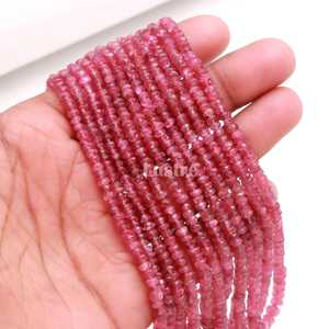 Perles Rondelles Facettées en Tourmaline Rose Naturelle 3-4mm, Fil de 15 Pouces, Qualité AAA, Fournitures pour la Fabrication de Bijoux - Marque Lustre Troisième Qualité - Product Image 4