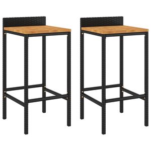 Ensemble de 2 tabourets de bar noirs pour usage extérieur - Product Image 2