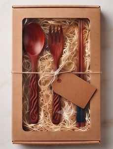Ensemble de couverts en bois faits à la main, cuillère, fourchette, baguettes, design minimaliste, couverts réutilisables pour le camping et l'usage quotidien - Product Image 5