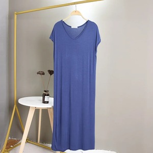 Grande taille, 100% coton, écologique, respirant, col en V, ample, longue, sexy, confortable, chemise de nuit avec taille élastique pour femmes - Product Image 6