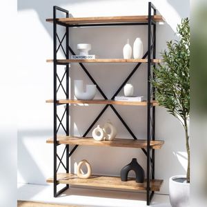 Librería Vandana Vesta Lunaris de Madera de Mango, Mueble de Almacenamiento Moderno de Madera Sólida con Diseño Minimalista - Product Image 1