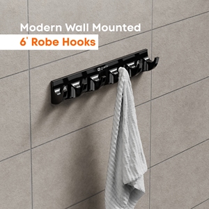 Multi Pack 6 Inch Robe Hooks Wall Mount Heavy Duty Metal Frame Double Prong Bathroom <b>Storage</b> Organizer Hardware No Rust - Product Image 2