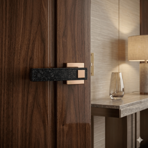 Elegant Real Marble Door <b>Handle</b> Set | Premium PVD Graphite Black Stainless Steel Mortise Hardware for Main Entrance Bedroom - Product Image 5