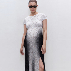 Wholesale Maternity Short Cap Sleeve Dress With Slit For Pregnant Women - Product Image 1