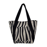 Tas Tote Desainer Kanvas Alami 12 Oz dengan Cetakan Tekstur Hewan Zebra dan Pegangan Kain Katun Promosi Eksklusif