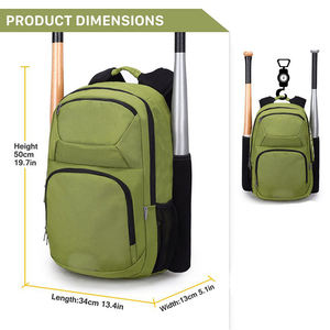 Durable Cotton <b>Baseball</b> Backpack With 2 <b>Bat</b> Holders Large Capacity Softball Sport Gear Bag With Multiple Compartments - Product Image 3