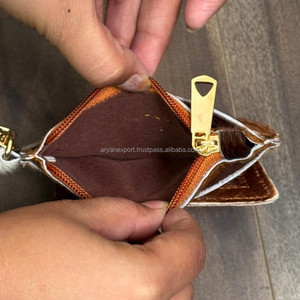 New Product Wholesale Cowhide Leather Bracelet Tassel Coin Purse Bangle <b>Key</b> Ring Credit Card Genuine Leather <b>Wallet</b> Keychain - Product Image 5