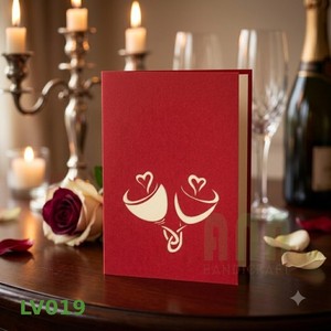 Carte d'invitation de mariage pop-up 3D en papier fait main avec enveloppe, découpée sur mesure, imprimée sur mesure, parfaite pour les couples, idéale pour la Saint-Valentin - Product Image 2
