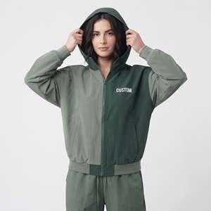 Women's Long Sleeve Women's Oversized Full Zip Nylon <b>Hoodie</b> <b>Lightweight</b> Two Tone Casual Breathable Jacket - Product Image 3
