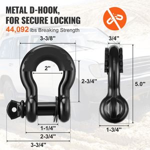 Kit di recupero fuoristrada resistente per ATV 30000 Lbs cinghie di traino 44092 Lbs D-Ring grilli a catena per ricevitore strappa puleggia blocco - Product Image 3