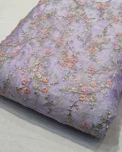 Designer Sequin Embroidery <b>Fabric</b> Satin Organza Lace Textile For Couture Dress Boutique And Fashion Industry - Product Image 3